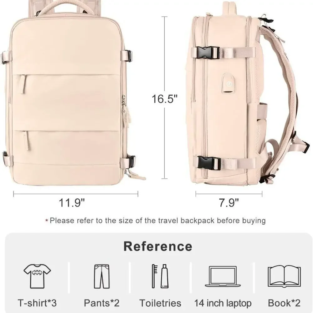 Boutique Beige Cream Travel Multi Compartment Carry‎ On Backpack